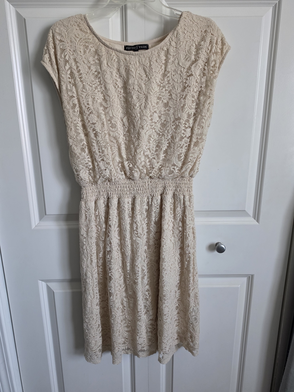 Cream Lace Dress with Elastic Waist by Fifth & Park size 16/xl